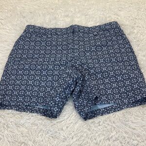 Lands' End Blue and White Floral Shorts WOMENS SIZE 10